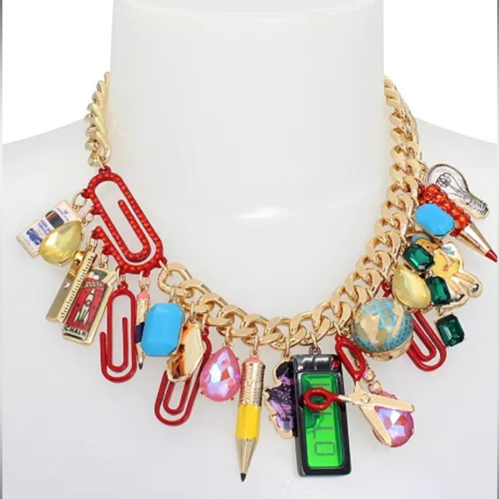 BETSEY JOHNSON Back To School Charm Necklace - NEW